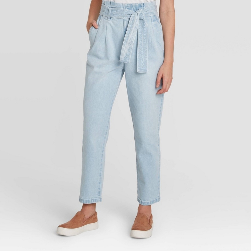Tie Waist Paperbag Jeans, NWT 12